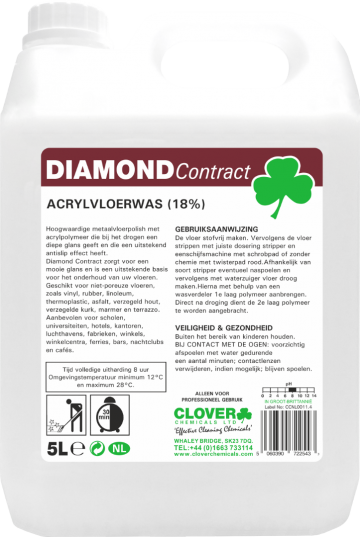 Clover Diamond, Contract, zijdeglans vloerwas 5 liter