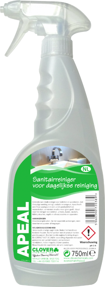 Gebruiksklare reiniger voor sanitaire ruimten en wasruimten - Clover Apeal - 750 ml