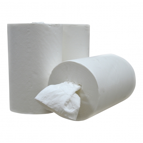 Handdoekrol mini zonder koker 1 laags cellulose wit, 12 rollen x 120 m op rol