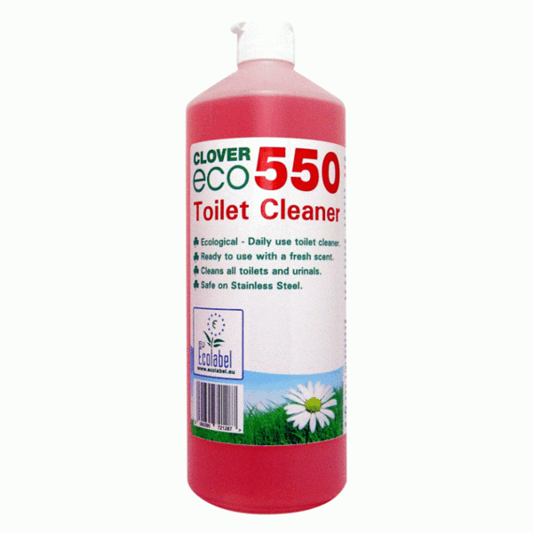 Clover Eco 550 is een milieuvriendelijke reiniger en ontkalker voor toiletten en urinoirs
