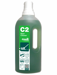 Clover C2 neutrale algemene vloerreiniger in een handige 1-liter fles met doseerdop