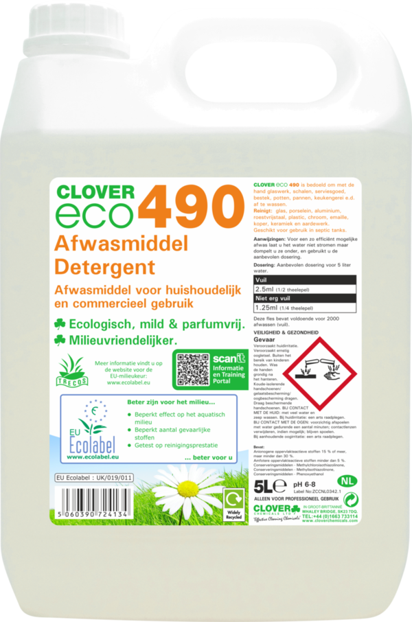 Clover ECO490, geconcentreerd afwasmiddel 5 liter