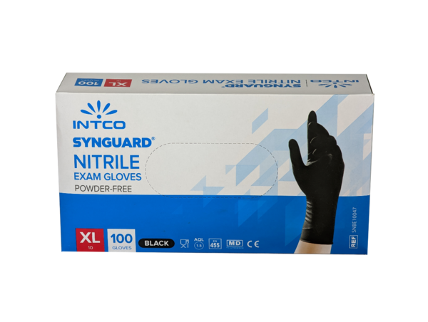 Intco Synguard Nitril zwart 3,5 grams poedervrije wegwerp handschoenen, doosje 100 stuks